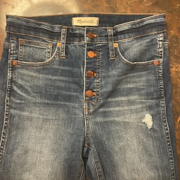 NWOT Madewell 10” High-Rise Skinny button-fly jeans with deconstructed hem - Picture 2 of 6